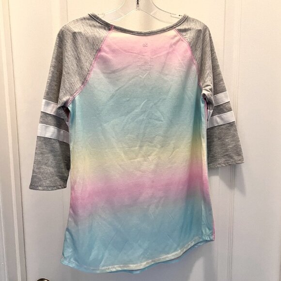 SO-Jersey 3/4 Sleeve Top-Unicorn-Sparkle/Stars-Pink/Silver Mix-Size 12 Girls- - Picture 9 of 11